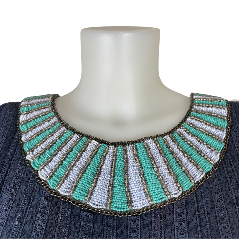 Anthropologie Brand M VK by Korovilas Blue Backless Beaded Collar Maxi Dress - Picture 7 of 9